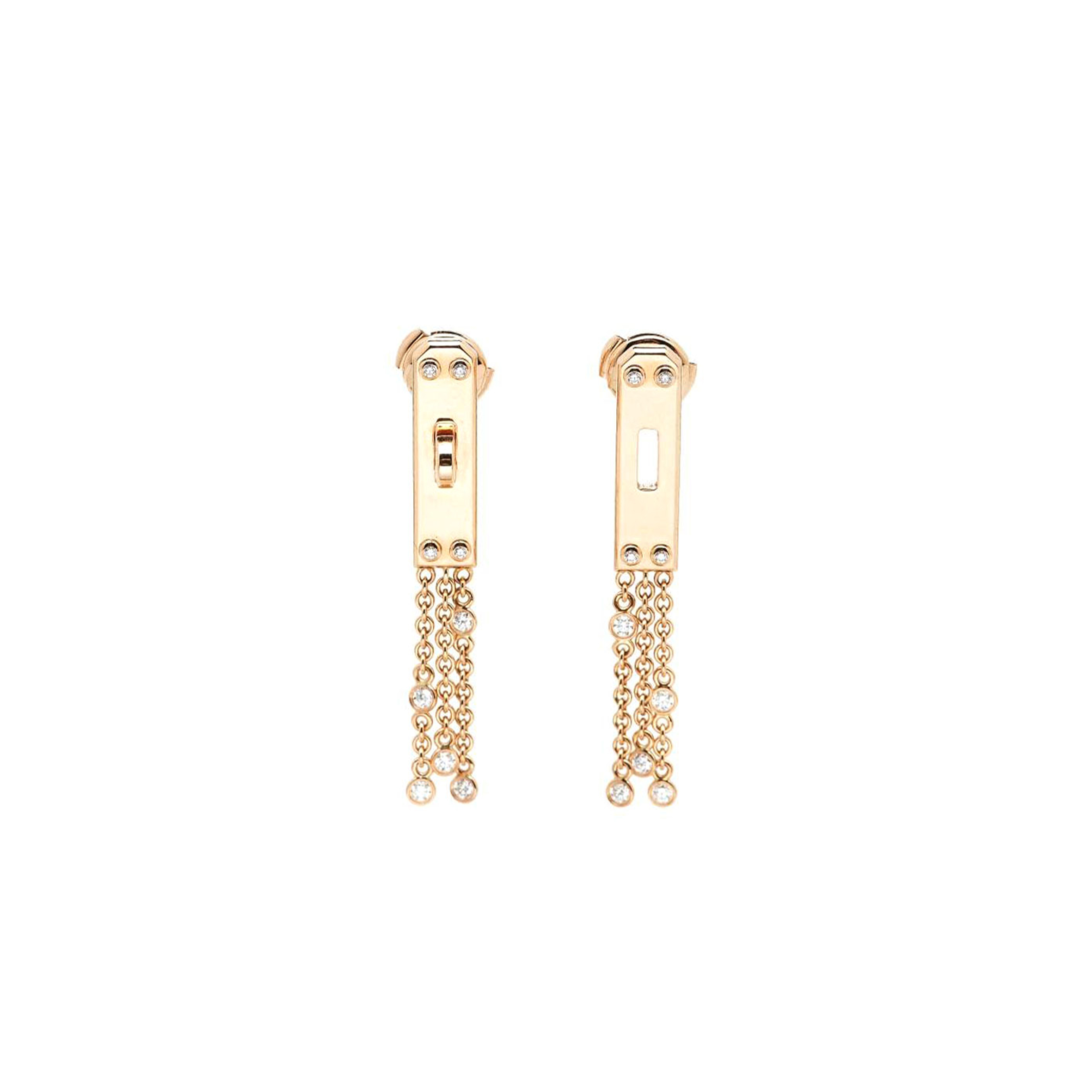 h**mes kelly gavroche Di*m*nds 18k rose gold earrings